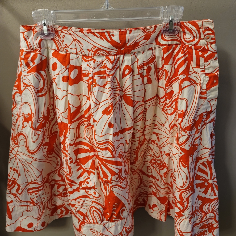 Butterfly Print Skirt in Red and White
